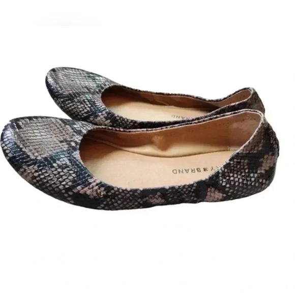 LUCKY Brand Emmie Ballerina Flat Snake Print Slip On  Shoes Black Cream Women 7 - Picture 5 of 11